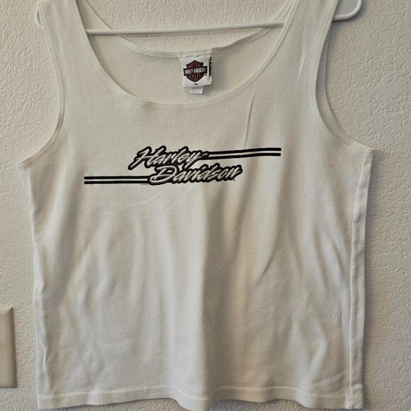 Harley Davidson White Tank Top Women's Sz XL Glitter Logo - St Pete Beach FL - Picture 1 of 5